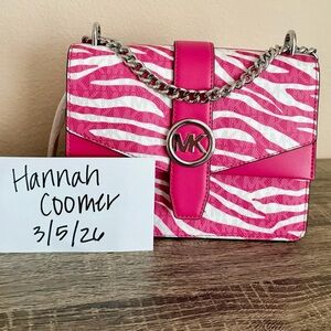 Michael Kors Pink and White Zebra Crossbody Bag